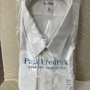 NWT Paul Fredrick white pinpoint oxford -size20-35-LUXURY COTTON-French cuff